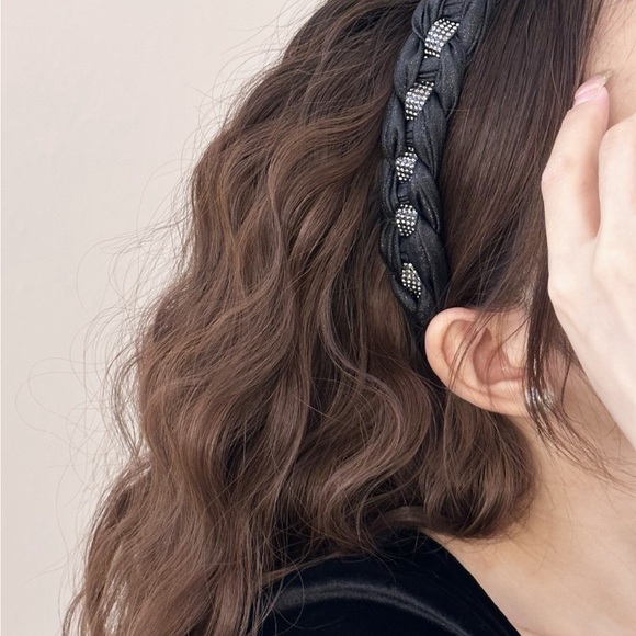 Rhinestone Braided Wide Headband - Picture 6 of 7